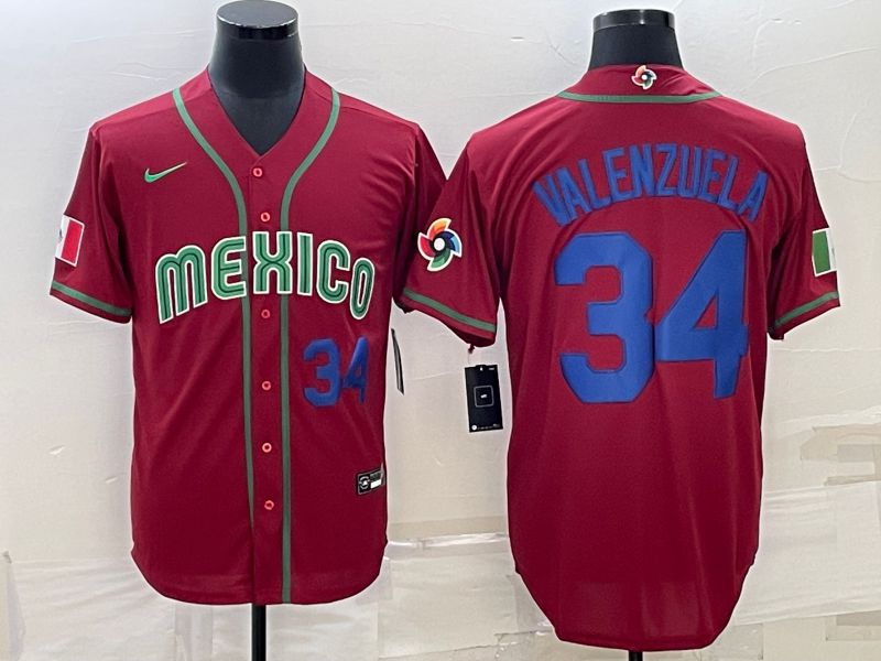 Men 2023 World Cub Mexico #34 Valenzuela Red Nike MLB Jersey15->more jerseys->MLB Jersey